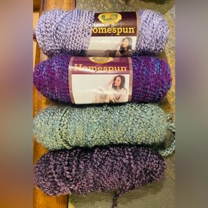 2 New and 2 partials of Lionbrand Homespun Yarn